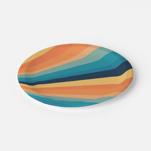 Retro-zonnestralen Papieren Bordje (Gekanteld)