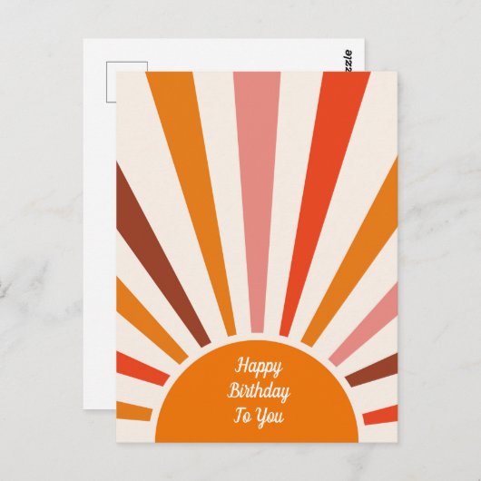 Retro Zonnestralen Uitbarsting Zonsondergang Oranj Briefkaart (Voorkant / Achterkant)