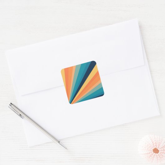 Retro-zonnestralen Vierkante Sticker (Envelop)