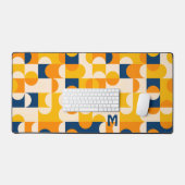 Retro Zonnig Sinaasappel Geel Blauw Pop Kunstpatro Bureaumat (Keyboard & Muis)