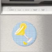 Retro Zonnige Gele Citroen Drop Blauw Wit Check Magneet