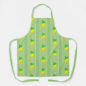 Retro zonnige gele citroen groene geruite check schort (Voorkant)