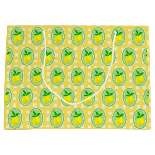 Retro Zonnige Gele Citroenen Groot Cadeauzakje (Voorkant)