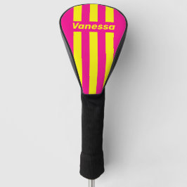 Retro Zonovergoten Drie Speldstrepen met Naam Golfheadcover