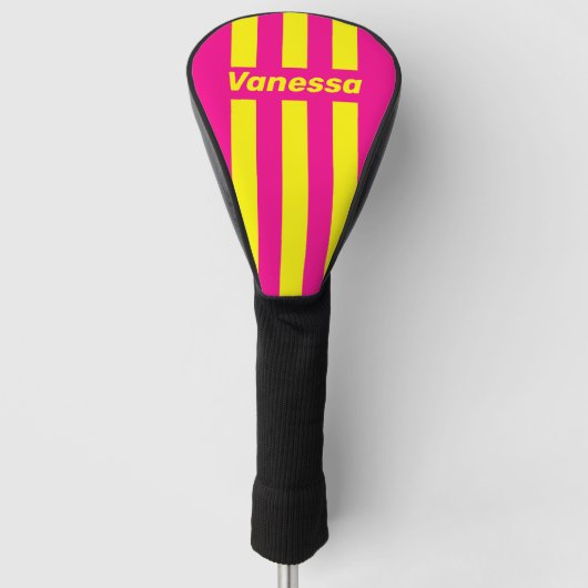 Retro Zonovergoten Drie Speldstrepen met Naam Golfheadcover (Voorkant)