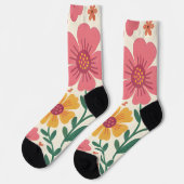 Retro Zonoverkleurde Bloei & Hartjes Patroon Sokken (Links)