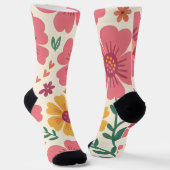 Retro Zonoverkleurde Bloei & Hartjes Patroon Sokken (Gebogen)