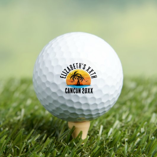 Retro Zonsondergang 20e 30e 40e 50e 60 Verjaardag Golfballen (Insitu Shirt)