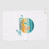 Retro Zonsondergang 73 Vintage Vervuild Golfhanddoek (Horizontaal)