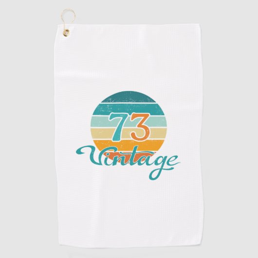 Retro Zonsondergang 73 Vintage Vervuild Golfhanddoek (Voorkant)
