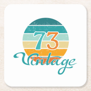Retro Zonsondergang 73 Vintage Vervuild Kartonnen Onderzetters