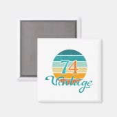 Retro Zonsondergang 74 Vintage Vervuild Magneet (Voorkant / Achterkant)