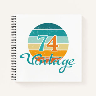 Retro Zonsondergang 74 Vintage Vervuild Notitieboek