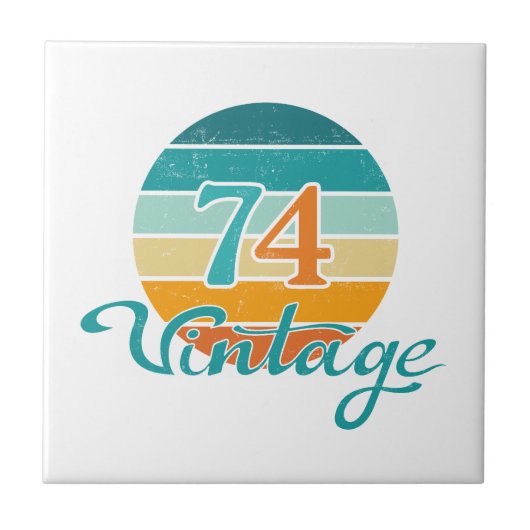 Retro Zonsondergang 74 Vintage Vervuild Tegeltje (Voorkant)