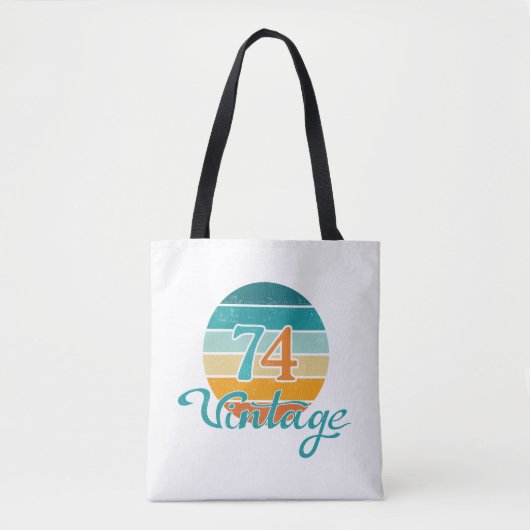 Retro Zonsondergang 74 Vintage Vervuild Tote Bag (Voorkant)