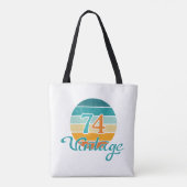 Retro Zonsondergang 74 Vintage Vervuild Tote Bag (Achterkant)