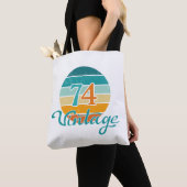 Retro Zonsondergang 74 Vintage Vervuild Tote Bag (Dichtbij)