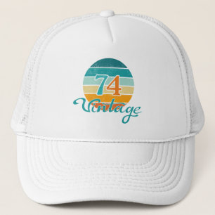 Retro Zonsondergang 74 Vintage Vervuild Trucker Pet
