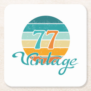 Retro Zonsondergang 77 Vintage Vervuild Kartonnen Onderzetters