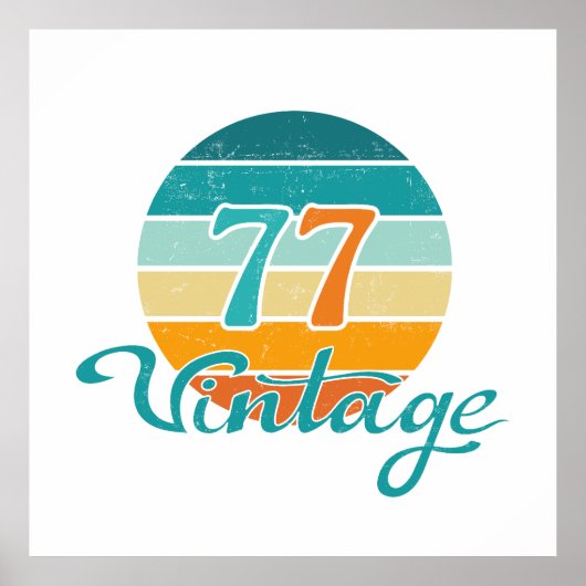 Retro Zonsondergang 77 Vintage Vervuild Poster (Voorkant)