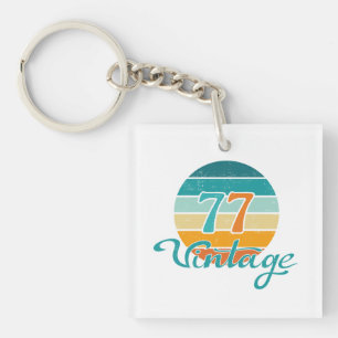 Retro Zonsondergang 77 Vintage Vervuild Sleutelhanger