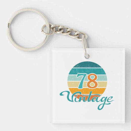 Retro Zonsondergang 78 Vintage Vervuild Sleutelhanger (Voorkant)