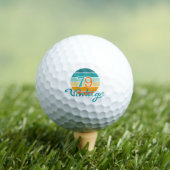 Retro Zonsondergang 79 Vintage Vervuild Golfballen (Insitu Shirt)