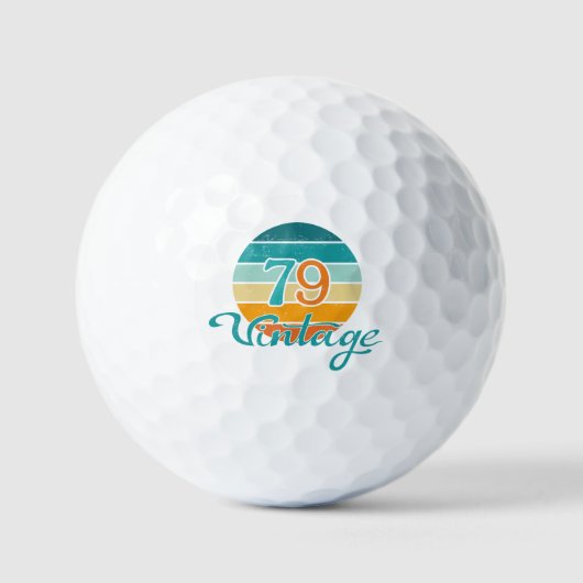 Retro Zonsondergang 79 Vintage Vervuild Golfballen (Voorkant)