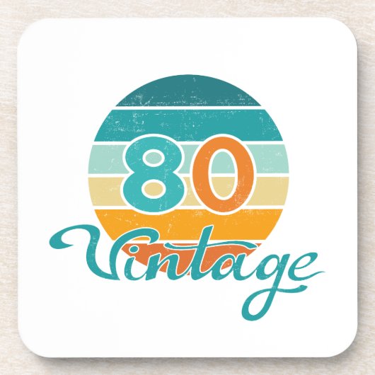 Retro Zonsondergang 80 Vintage Vervuild Bier Onderzetter (Voorkant)