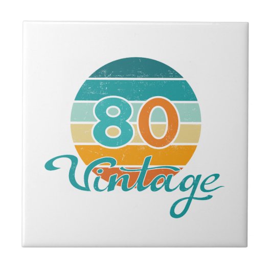 Retro Zonsondergang 80 Vintage Vervuild Tegeltje (Voorkant)