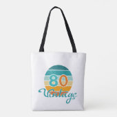 Retro Zonsondergang 80 Vintage Vervuild Tote Bag (Achterkant)