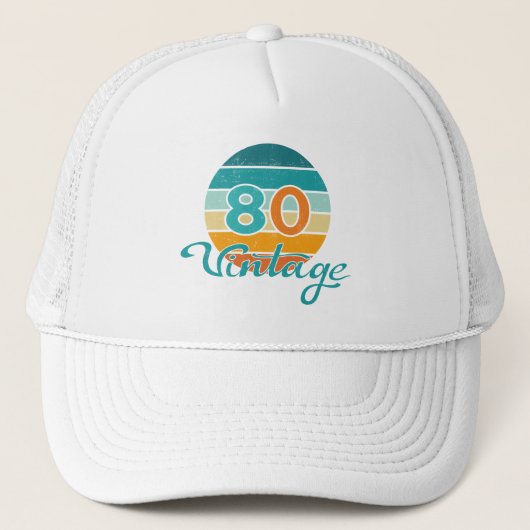 Retro Zonsondergang 80 Vintage Vervuild Trucker Pet (Voorkant)