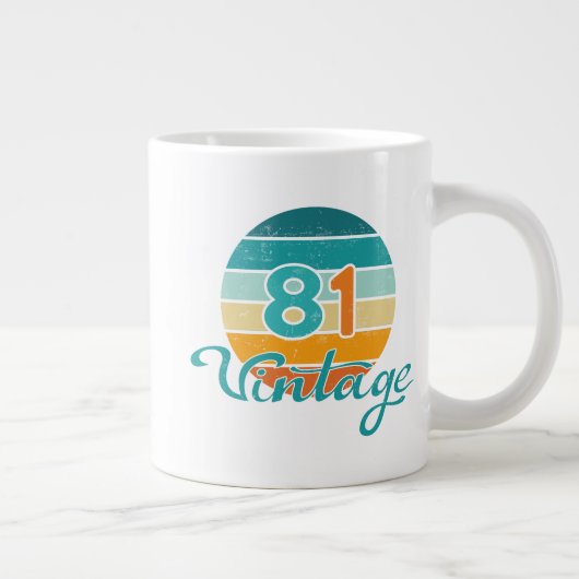 Retro Zonsondergang 81 Vintage Vervuild Grote Koffiekop (Rechts)