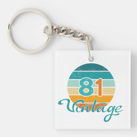 Retro Zonsondergang 81 Vintage Vervuild Sleutelhanger (voorkant)