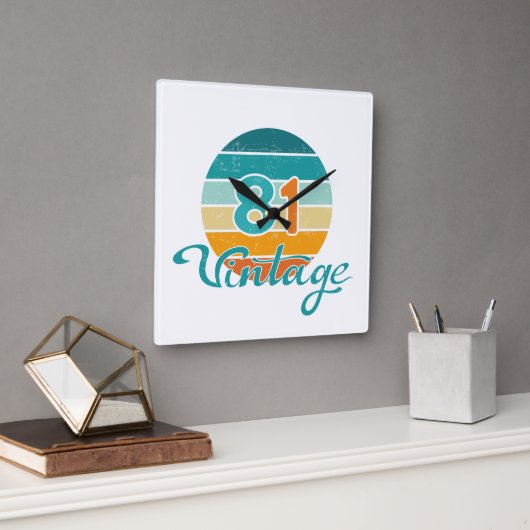 Retro Zonsondergang 81 Vintage Vervuild Vierkante Klok (Kantoor)