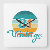 Retro Zonsondergang 81 Vintage Vervuild Vierkante Klok (Voorkant)