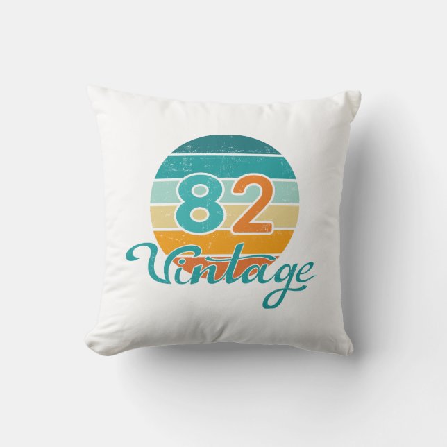 Retro Zonsondergang 82 Vintage Vervuild Kussen (Voorkant)