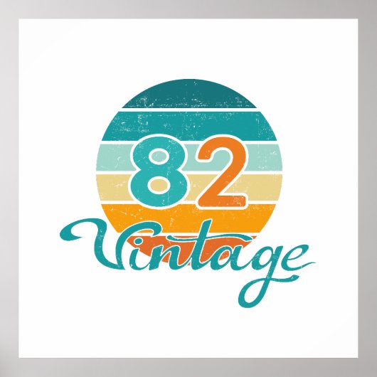 Retro Zonsondergang 82 Vintage Vervuild Poster (Voorkant)