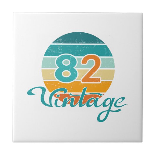 Retro Zonsondergang 82 Vintage Vervuild Tegeltje (Voorkant)