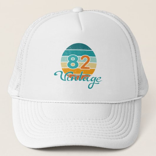 Retro Zonsondergang 82 Vintage Vervuild Trucker Pet (Voorkant)