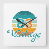 Retro Zonsondergang 83 Vintage Vervuild Vierkante Klok (Voorkant)