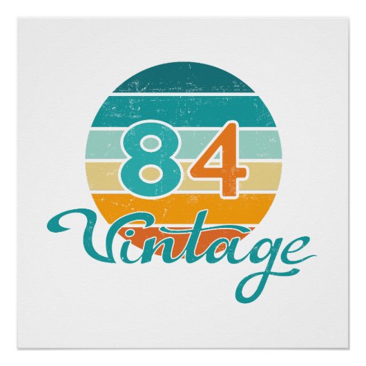 Retro Zonsondergang 84 Vintage Vervaaid Perfect Poster (Voorkant)