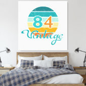 Retro Zonsondergang 84 Vintage Vervuild Canvas Afdruk (Insitu (Slaapkamer))
