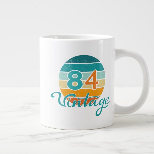 Retro Zonsondergang 84 Vintage Vervuild Grote Koffiekop (Rechts)