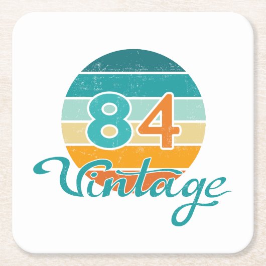 Retro Zonsondergang 84 Vintage Vervuild Kartonnen Onderzetters (Voorkant)