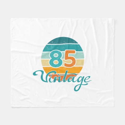 Retro Zonsondergang 85 Vintage Vervuild Fleece Deken (Voorkant (Horizontaal))