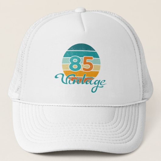 Retro Zonsondergang 85 Vintage Vervuild Trucker Pet (Voorkant)