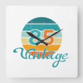 Retro Zonsondergang 85 Vintage Vervuild Vierkante Klok (Voorkant)