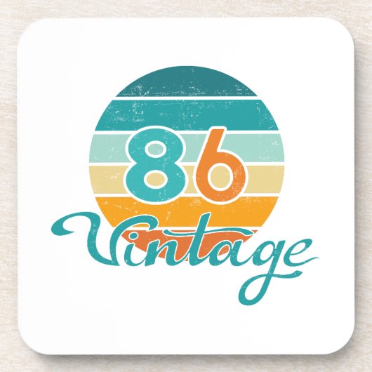 Retro Zonsondergang 86 Vintage Vervuild Bier Onderzetter (Voorkant)