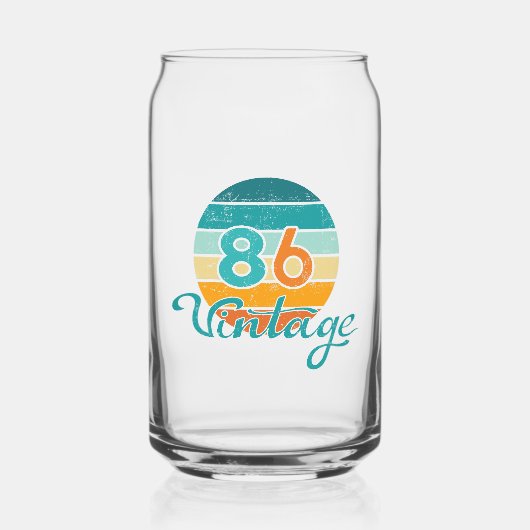 Retro Zonsondergang 86 Vintage Vervuild Blikvorm Glas (Achterkant)